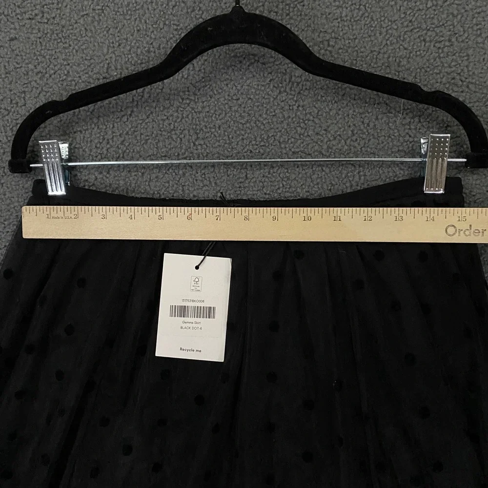 Reformation Gemma Skirt Women 6 Black Polka Dot Sheer Maxi NWT Flocked Mesh